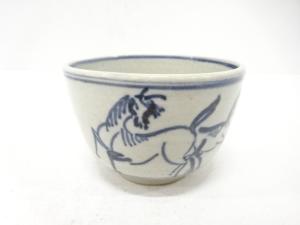 暁楽釜造　染付　馬　茶碗